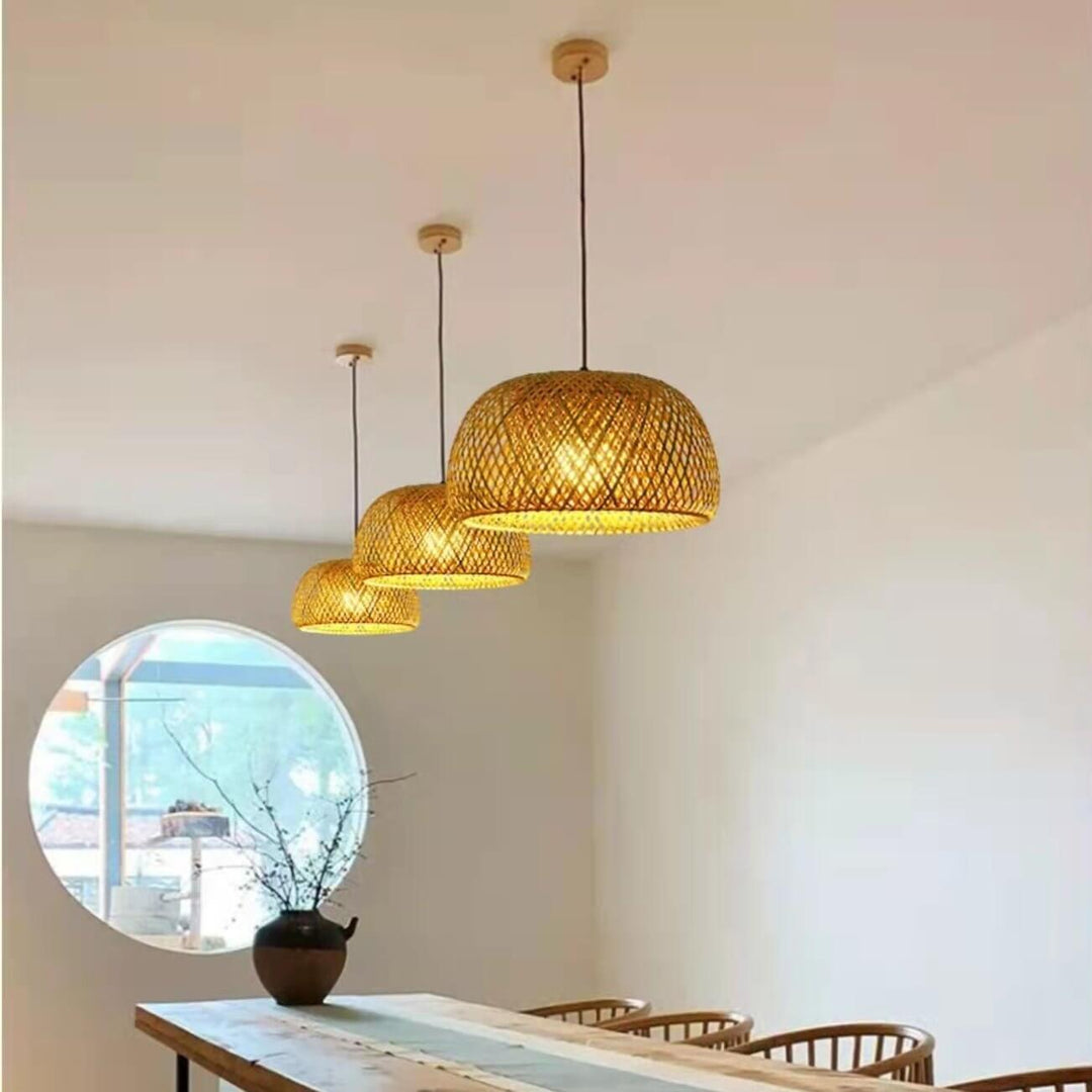 Bambusowa Lampa Wisząca z Plecionki