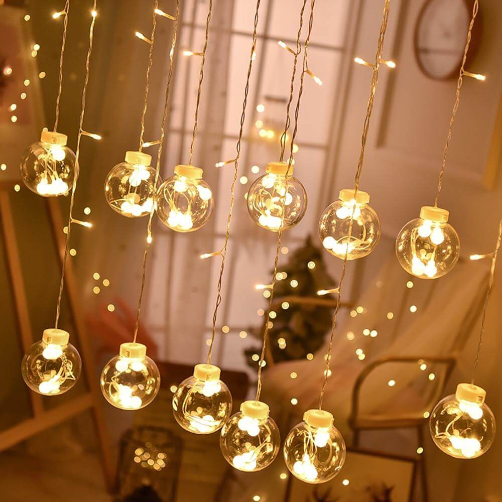 Zewnętrzna Girlanda Świetlna LED Kule - 12 Sztuk