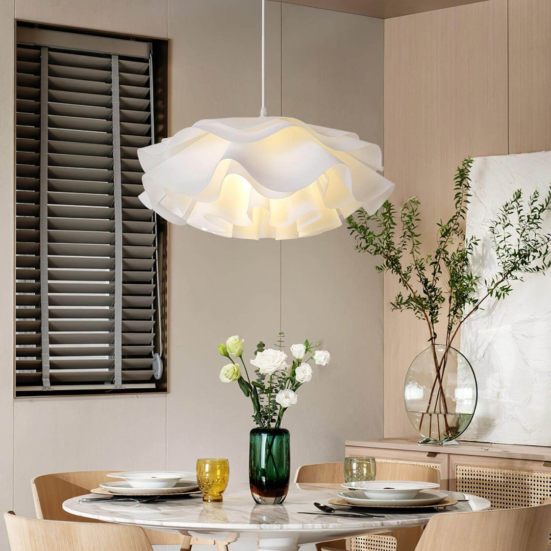 Lampa wisząca kwiatowa, biała, salon