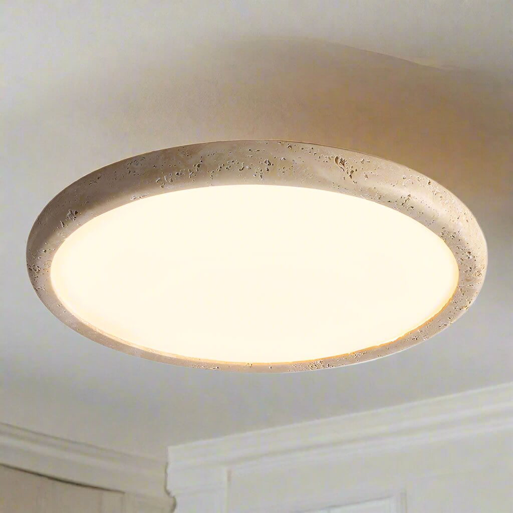 Lampa sufitowa LED z kamienia naturalnego z bliska