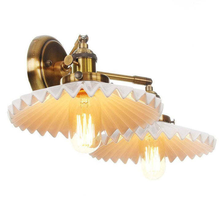 Antyczna Ceramiczna Lampa Kinkietowa z Podwójną Głowicą