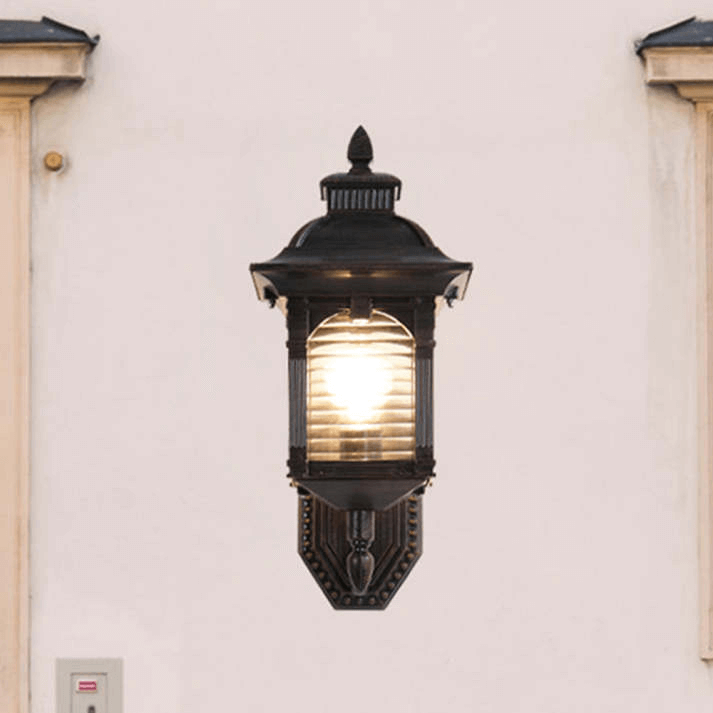 Zewnętrzna Lampa Ścienna w Stylu Vintage - Antyczne Szkło