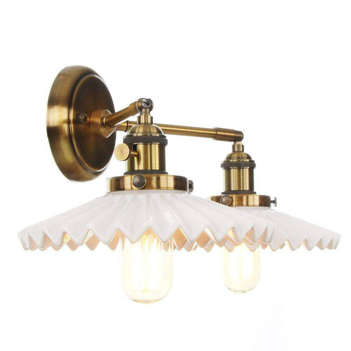 Antyczna Ceramiczna Lampa Kinkietowa z Podwójną Głowicą