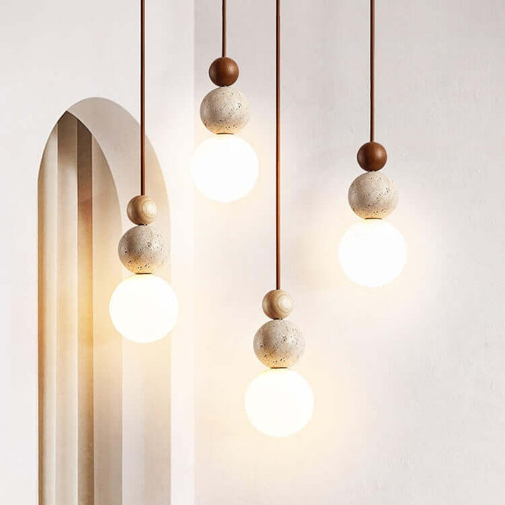 Nowoczesna, prosta lampa wisząca w stylu trawertynu