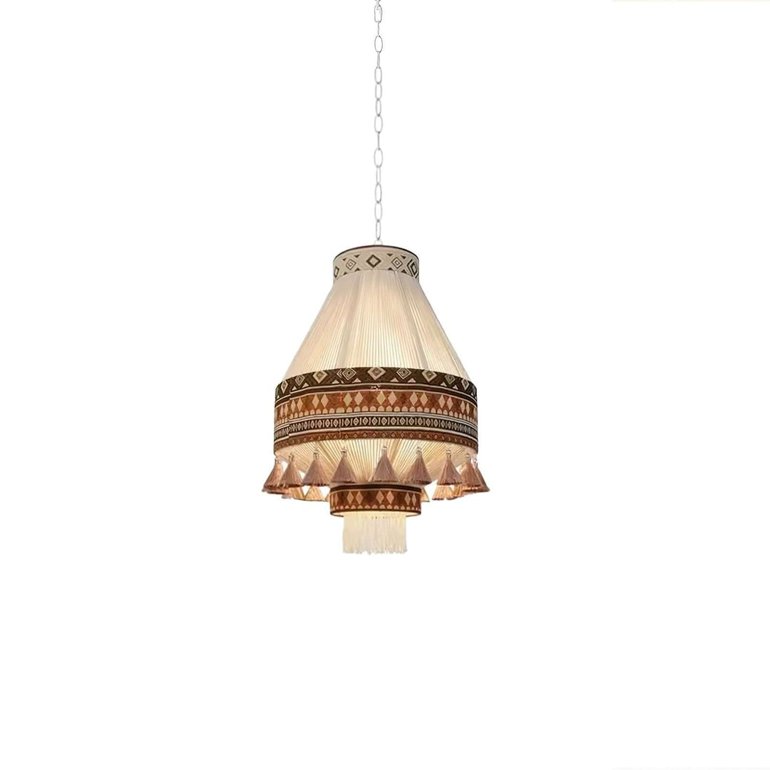 Lampa wisząca boho z frędzlami w kolorze pomarańczowym