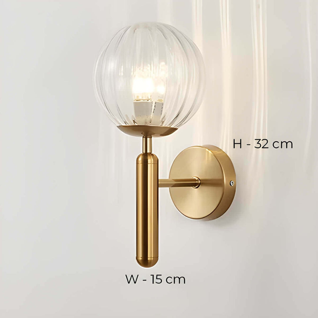 Szklana Lampa Ścienna Metalowa - Styl Vintage