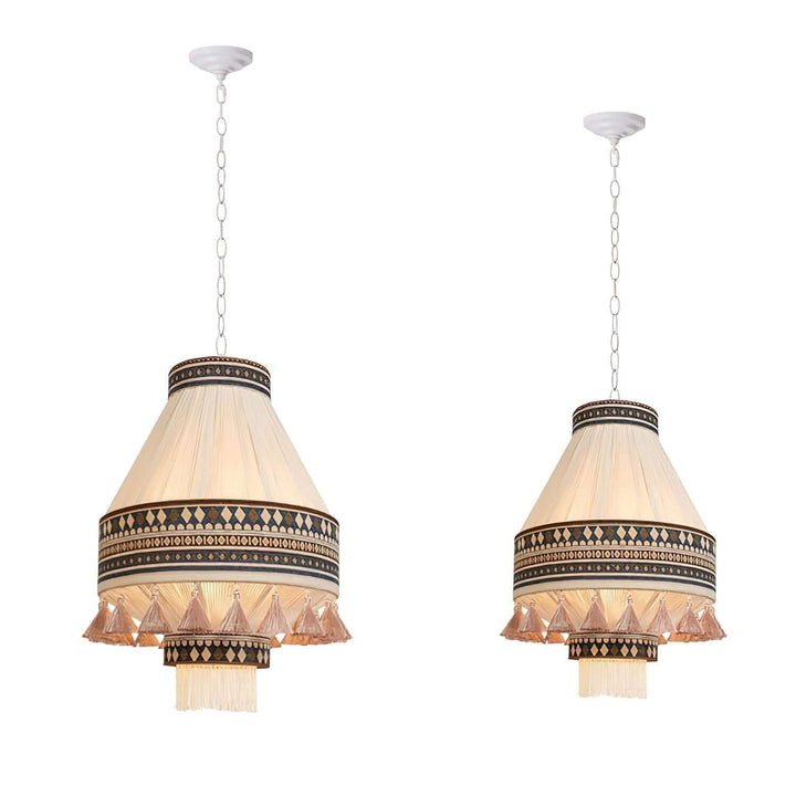 Lampa wisząca boho z frędzlami w kolorze pomarańczowym