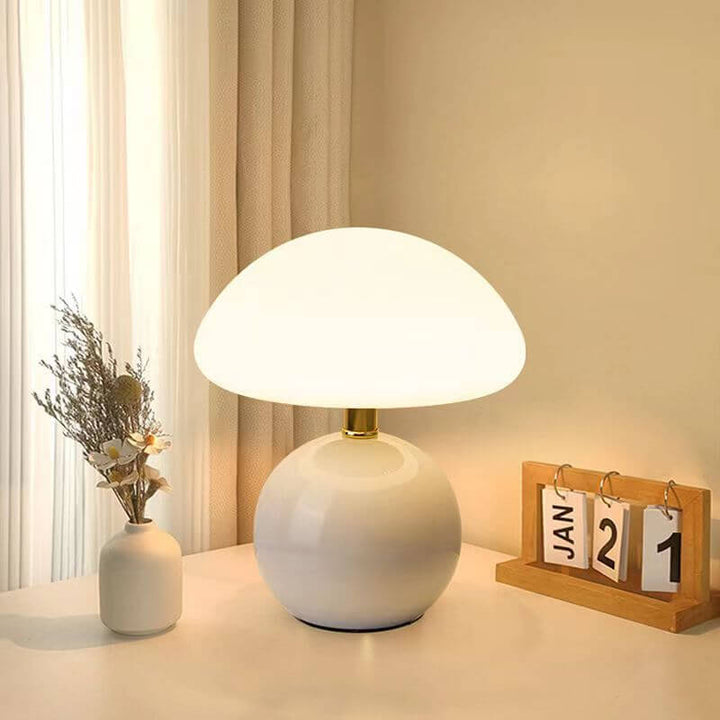 Kremowa Lampa Grzybek w Stylu Francuskim