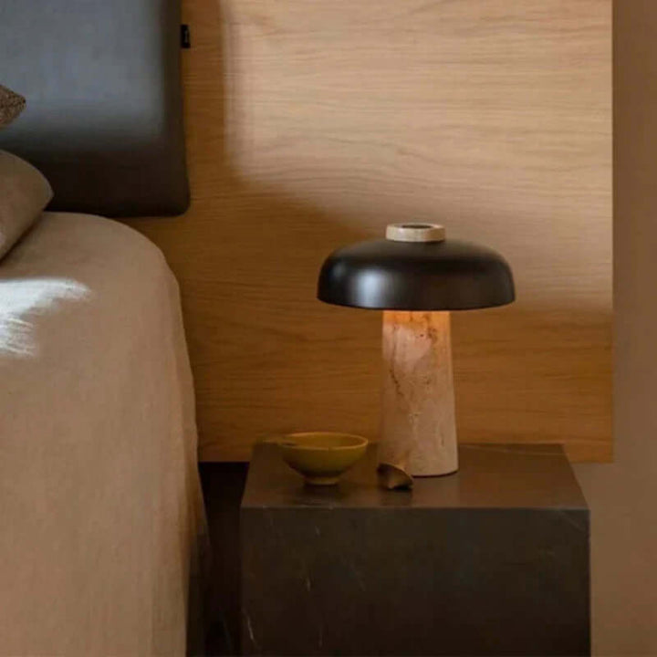 Lampa Stołowa z Kamienia Naturalnego Trawertynu