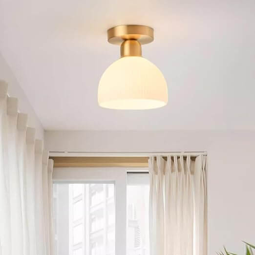 Nowoczesna mlecznobiała szklana lampa sufitowa