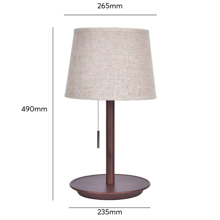 Delikatna Poświata - Nordycka Lampa Orzechowa z Luksusowymi Akcentami z Tkaniny