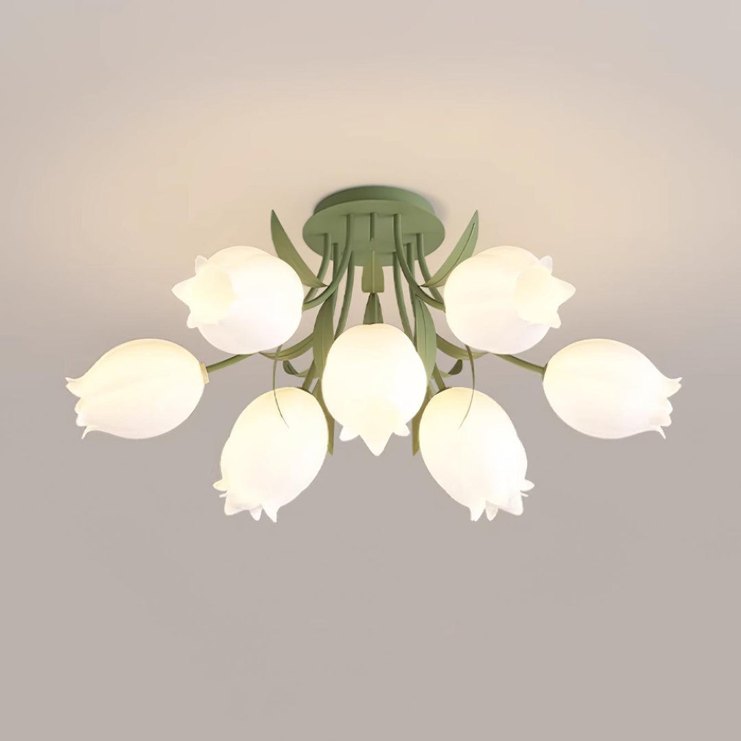 Kremowa Kwietna Lampa Sufitowa – Designerskie Oświetlenie Wnętrz