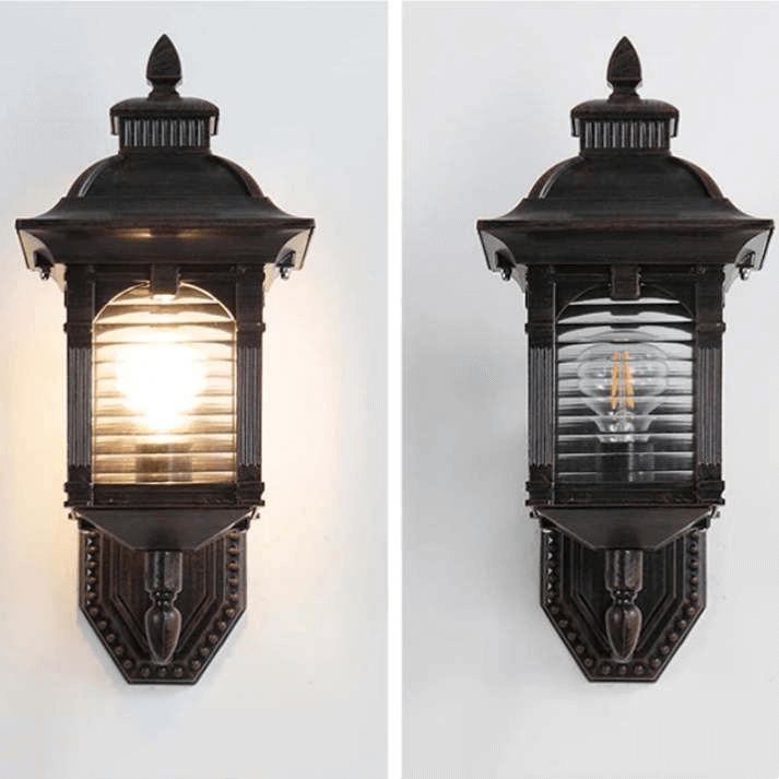 Zewnętrzna Lampa Ścienna w Stylu Vintage - Antyczne Szkło