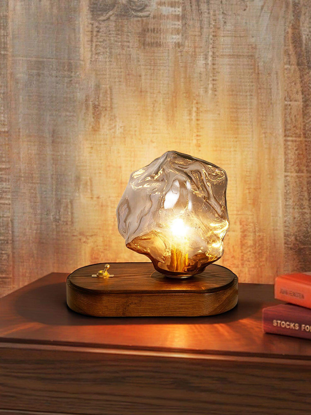 Lampe De Table En Verre En Forme De Pierre De Glace