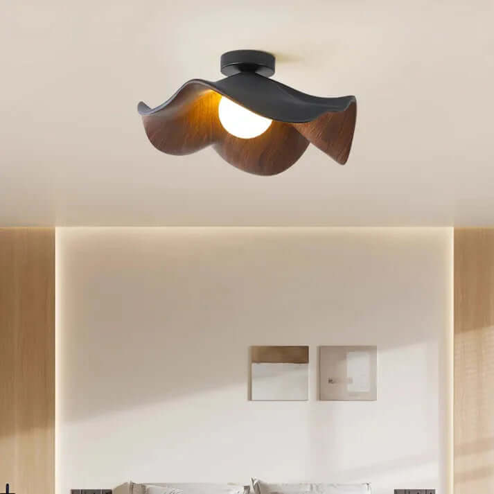  Skandynawska lampa sufitowa Lotus z żywicy i drewna