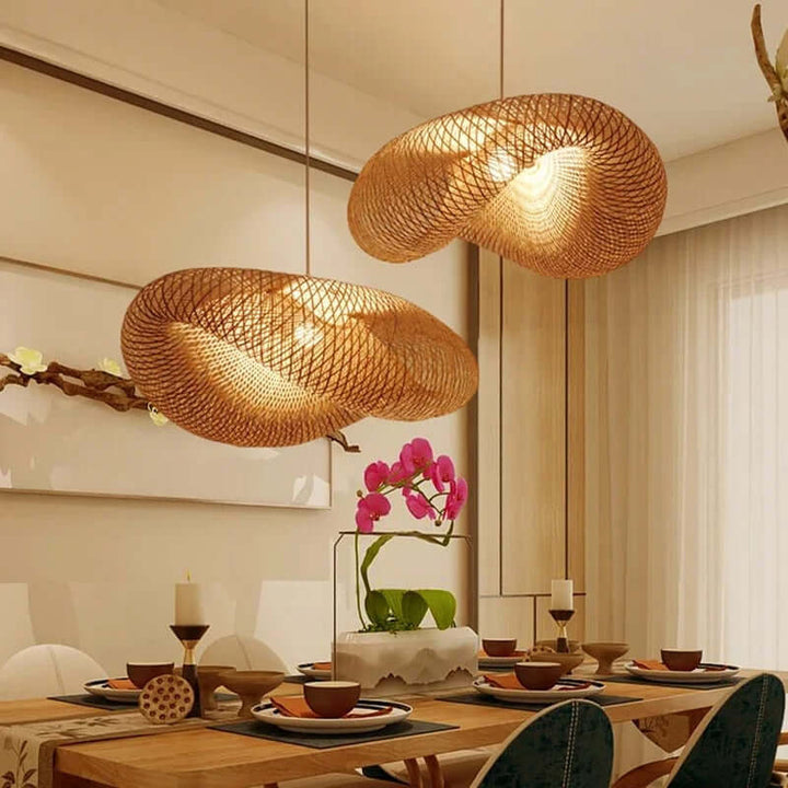 Stylowa bambusowa lampa wisząca