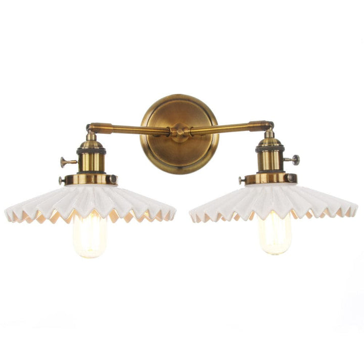 Antyczna Ceramiczna Lampa Kinkietowa z Podwójną Głowicą