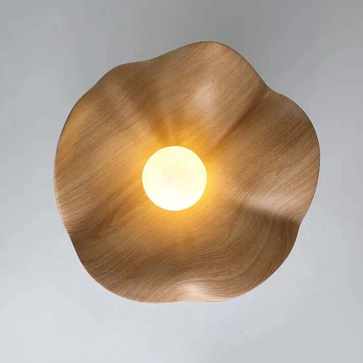  Skandynawska lampa sufitowa Lotus z żywicy i drewna
