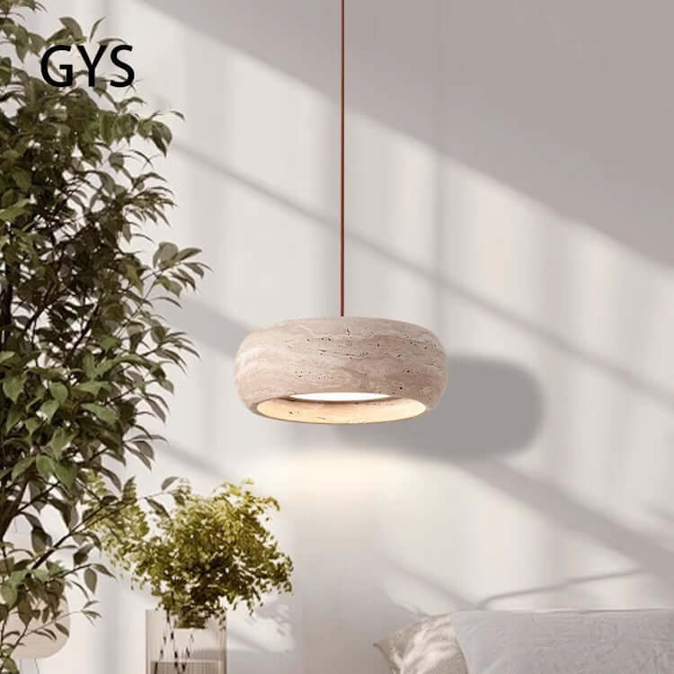 Wisząca Lampa LED w Stylu Kamiennym Kremowym – Oświetlenie Wnętrz