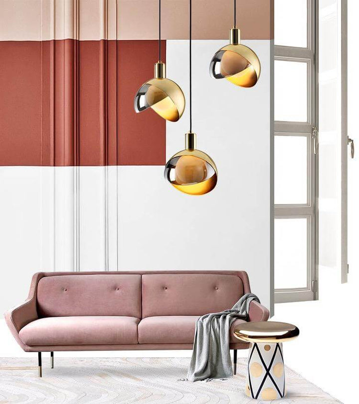 Lampa Złota Szklana do Salonu Sypialni