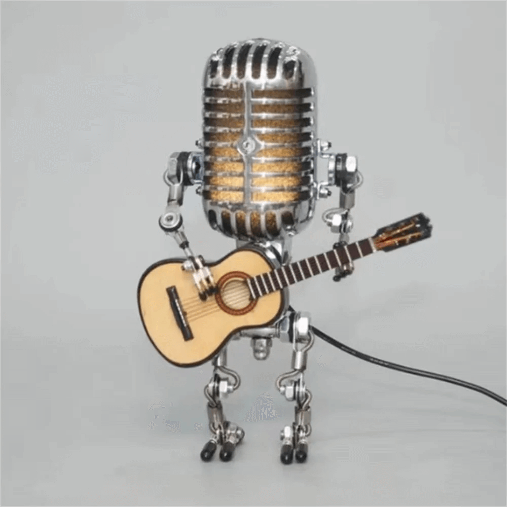 Dekoracyjna lampka stołowa robot-gitarzysta
