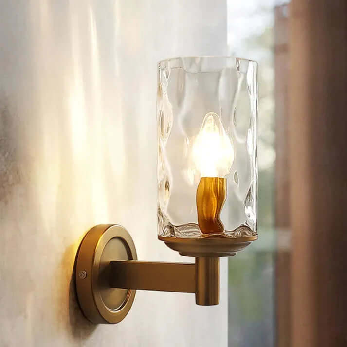 Retro luksusowa szklana lampa ścienna z kutego żelaza