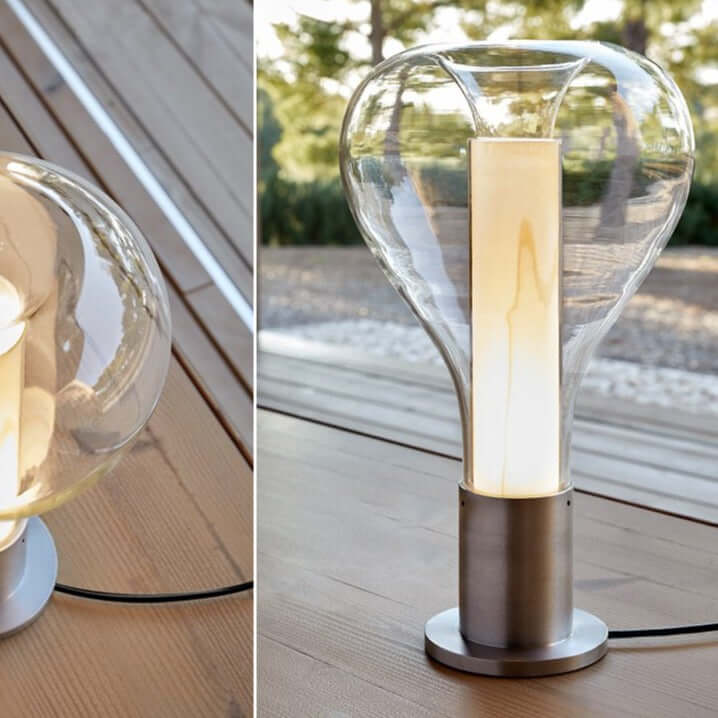 Lampa stołowa o designie inspirowanym lawą