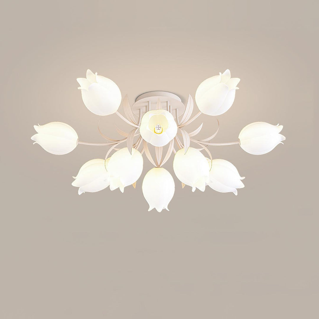 Kremowa Kwietna Lampa Sufitowa – Designerskie Oświetlenie Wnętrz