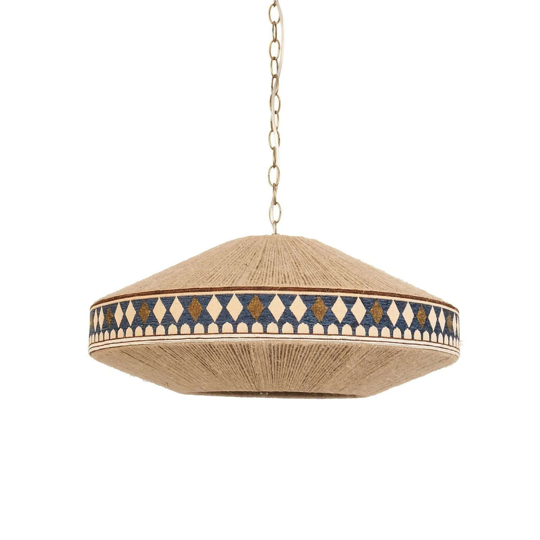 Lampa wisząca boho z frędzlami w kolorze niebieskim