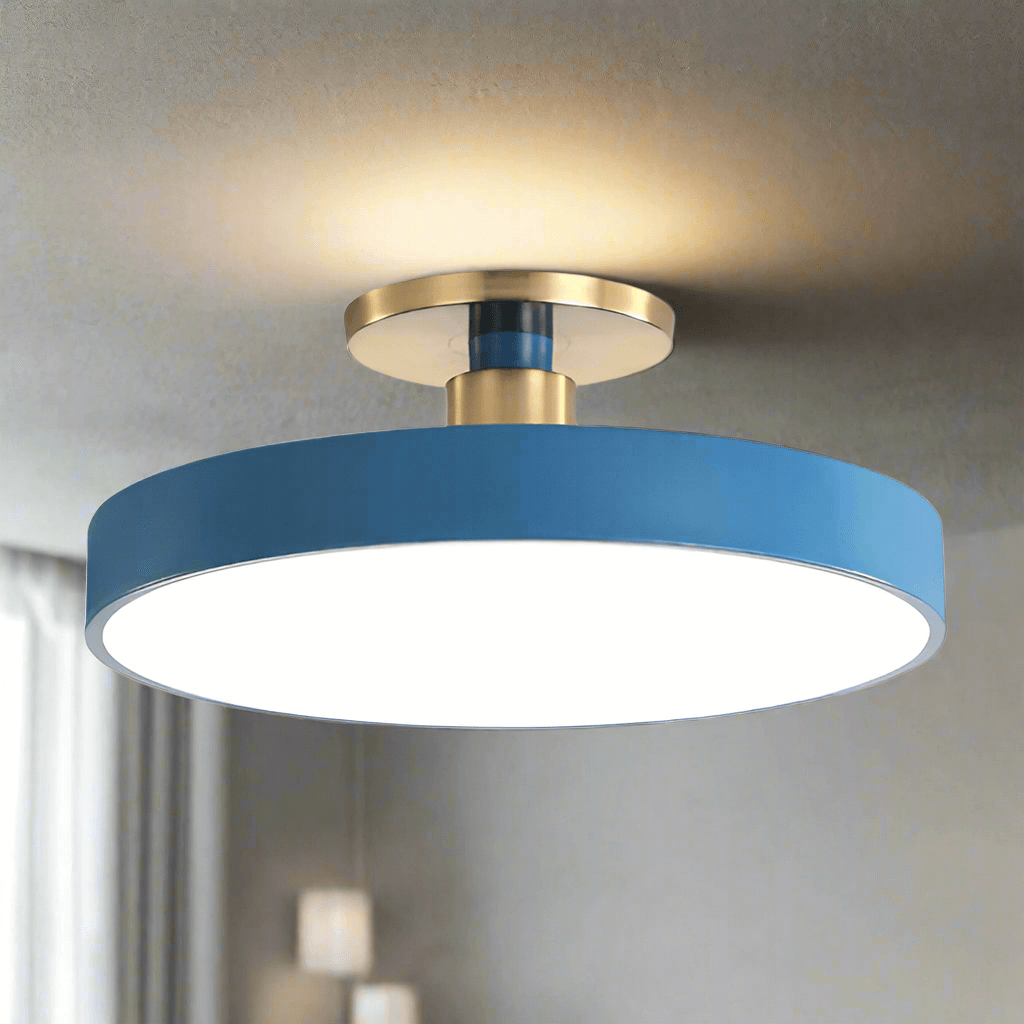 Okrągła lampa sufitowa LED w stylu nordyckim do sypialni, akrylowa, pół-cewkowa