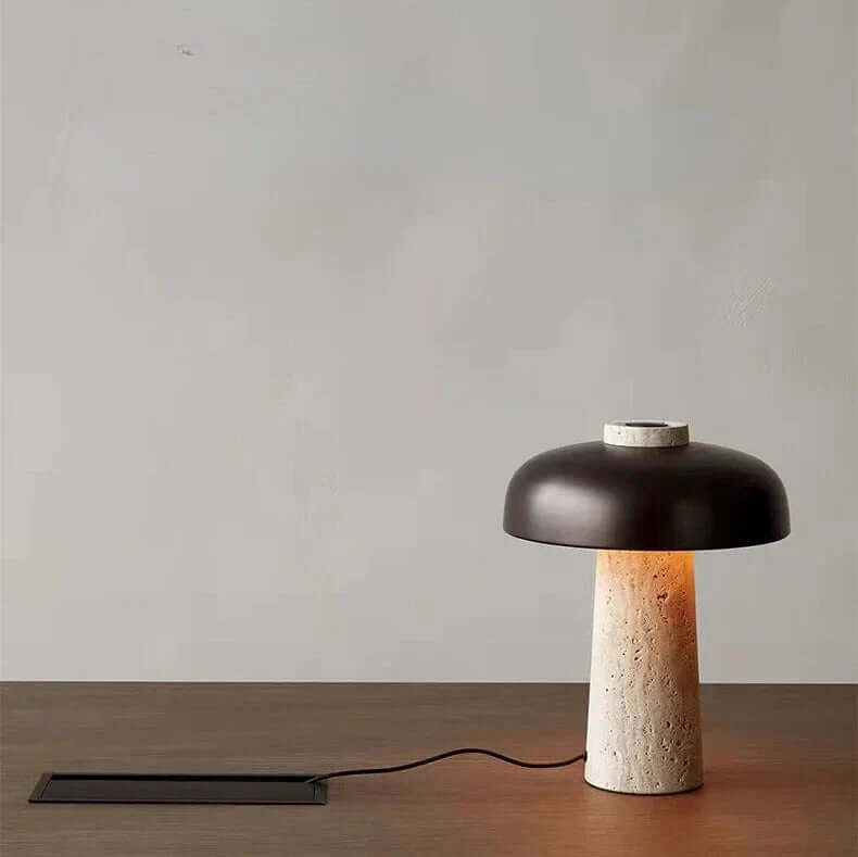 Lampa Stołowa z Kamienia Naturalnego Trawertynu
