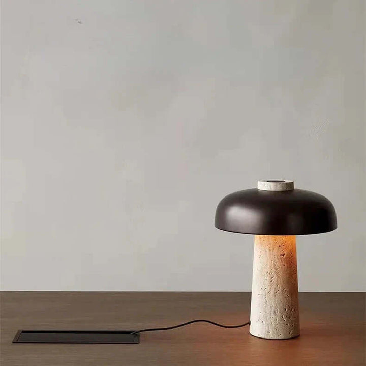 Lampa Stołowa z Kamienia Naturalnego Trawertynu