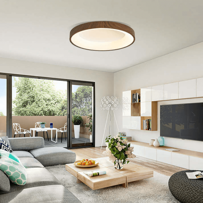 Okrągła Lampa Sufitowa LED z Naturalnego Drewna - Nowoczesne Oświetlenie do Sypialni