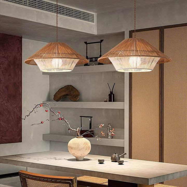 Japońska Lampa Wisząca Rattanowa
