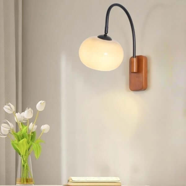 Lampa ścienna Bauhaus z khaki szkłem, obrotowa