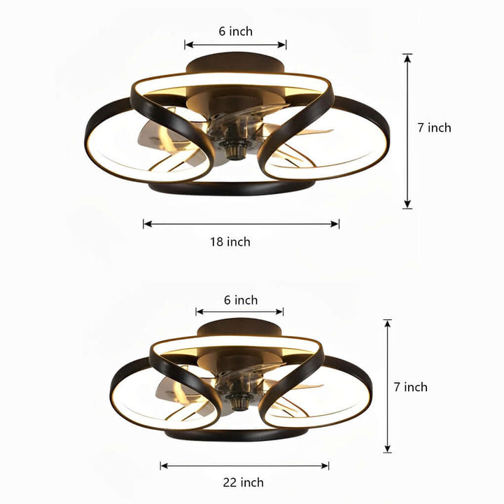Kwiatowy nowoczesny wentylator sufitowy LED z pilotem