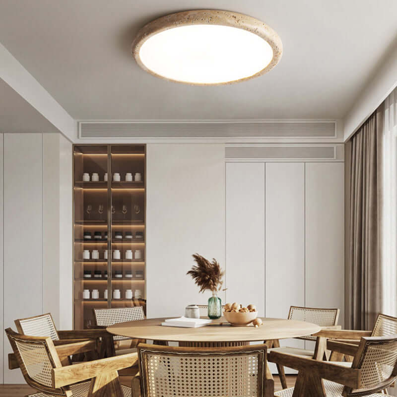 Lampa sufitowa LED z naturalnego kamienia w nowoczesnym wnętrzu