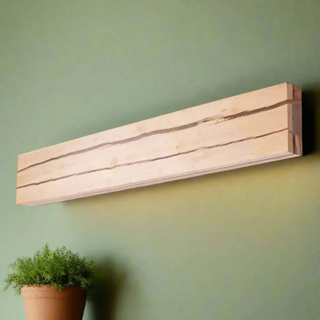 Nowoczesna drewniana lampa ścienna, eleganckie oświetlenie domu