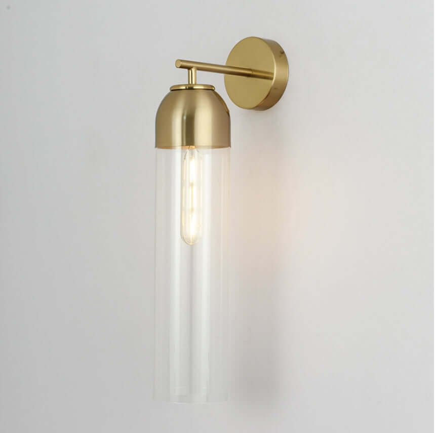 Elegancka szklana lampa ścienna Art Deco z złotą ramą