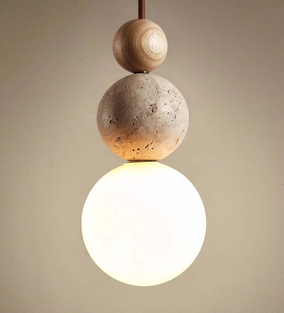 Nowoczesna, prosta lampa wisząca w stylu trawertynu