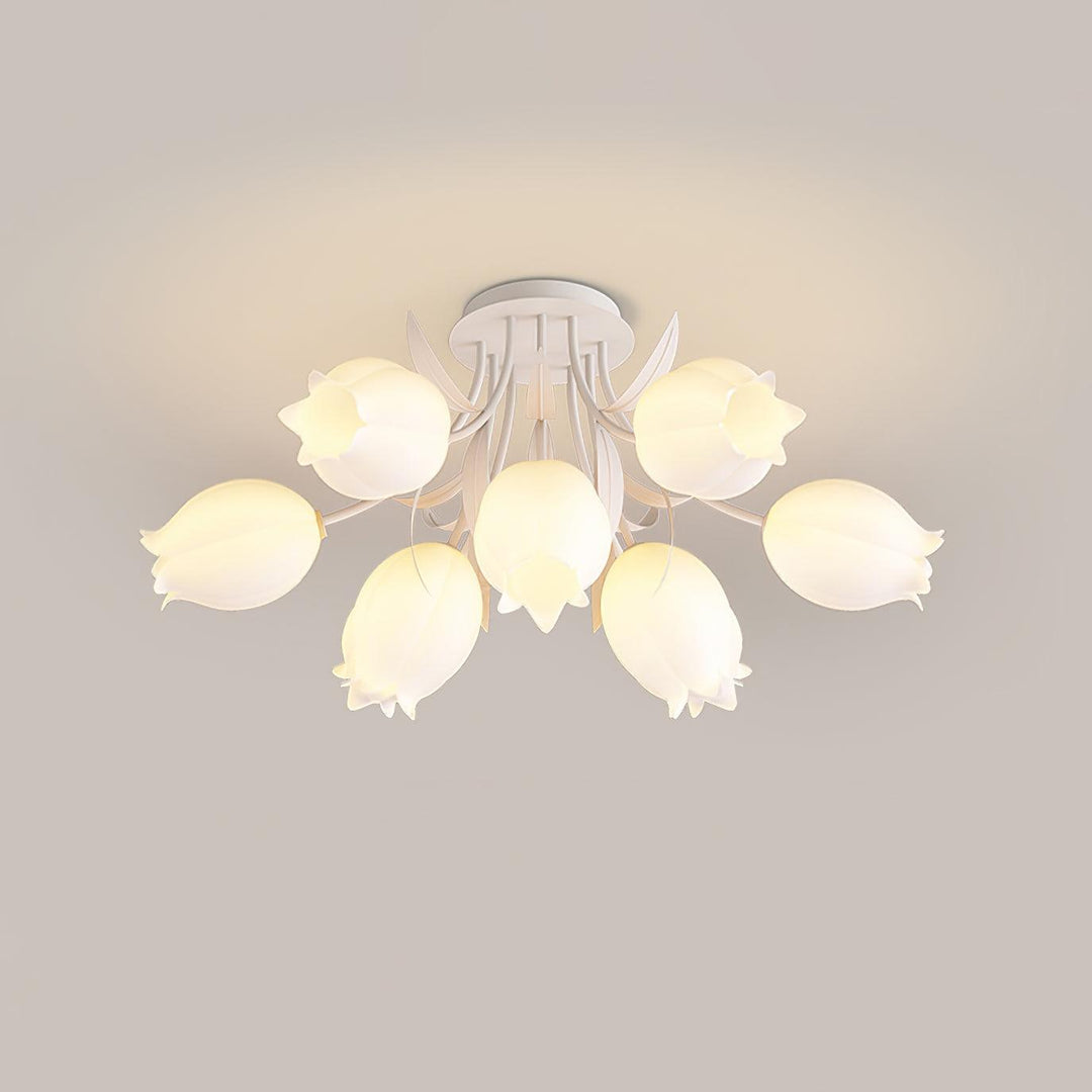 Kremowa Kwietna Lampa Sufitowa – Designerskie Oświetlenie Wnętrz