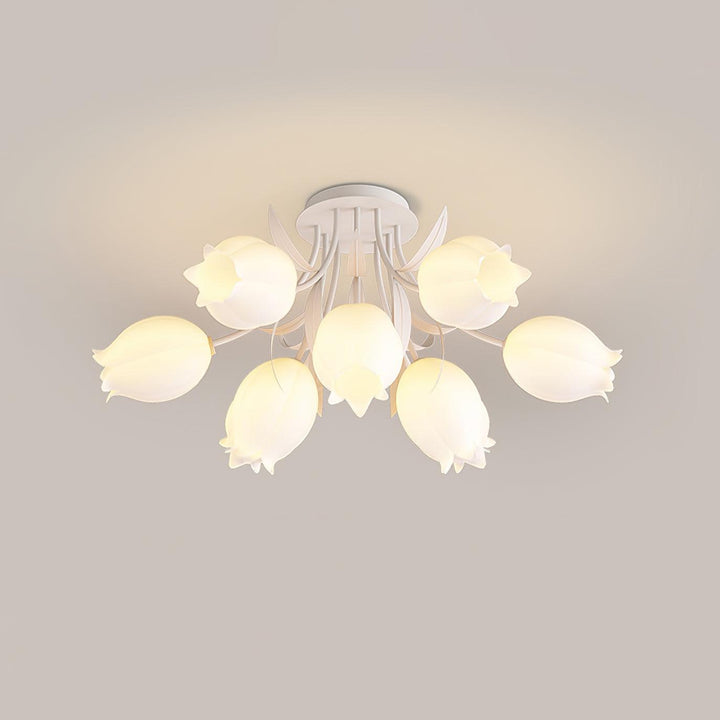 Kremowa Kwietna Lampa Sufitowa – Designerskie Oświetlenie Wnętrz