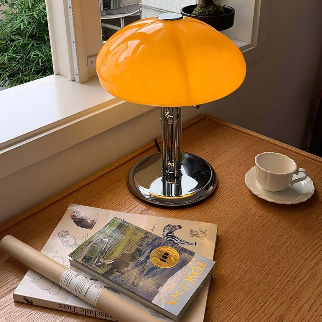 Lampa stołowa grzybek, ciepłe oświetlenie