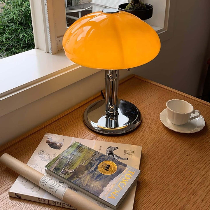 Lampa stołowa grzybek, ciepłe oświetlenie
