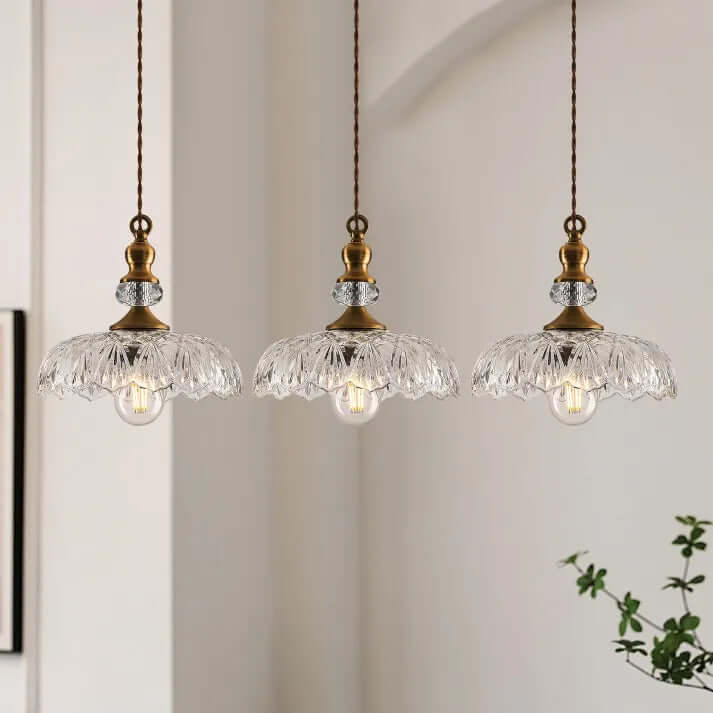 Mini lampa wisząca szklana do wyspy kuchennej w stylu mid-century