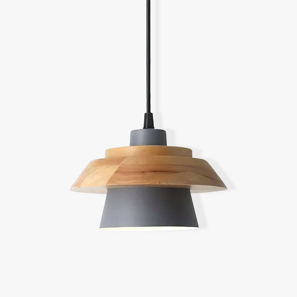 Zielona drewniana lampa wisząca z kamieniem, element dekoracyjny