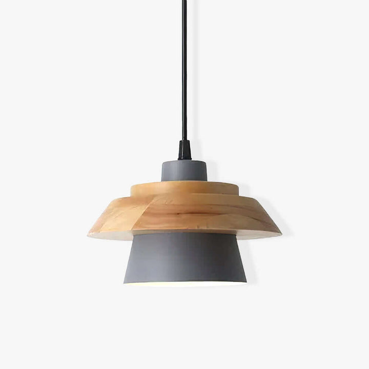 Zielona drewniana lampa wisząca z kamieniem, element dekoracyjny