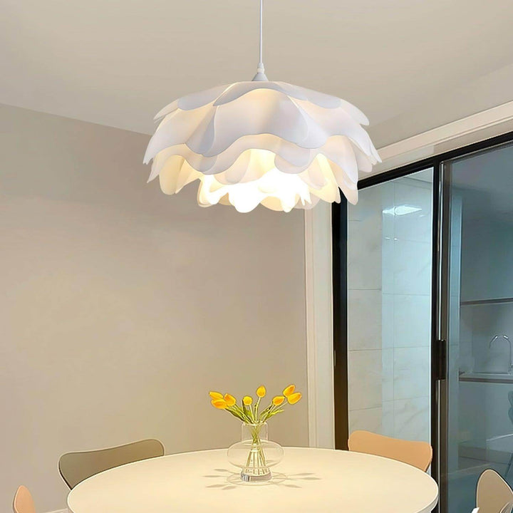 Lampa wisząca kwiatowa, biała, artystyczna