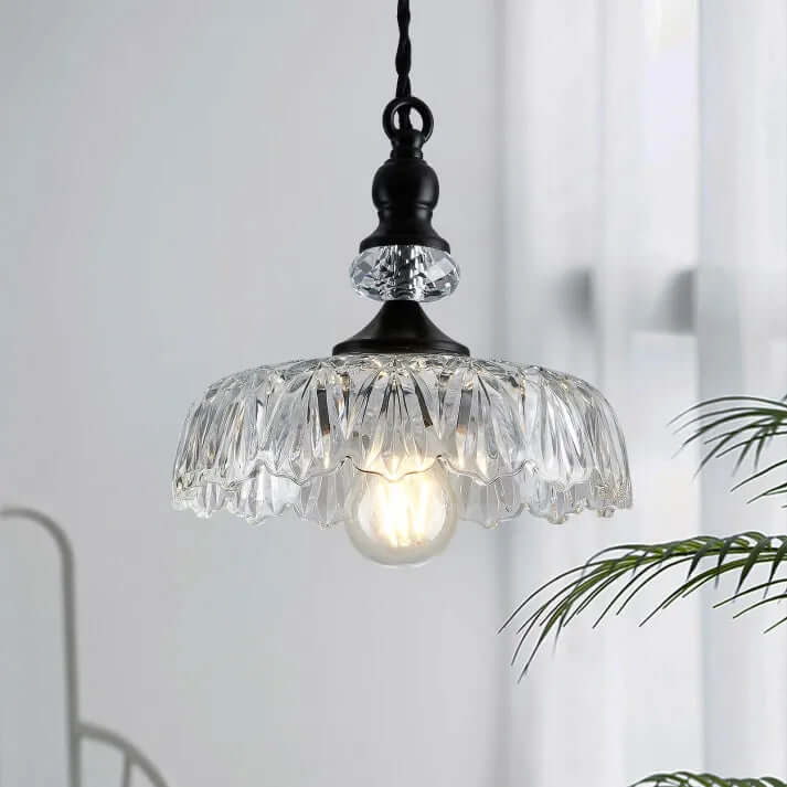 Mini lampa wisząca szklana do wyspy kuchennej w stylu mid-century