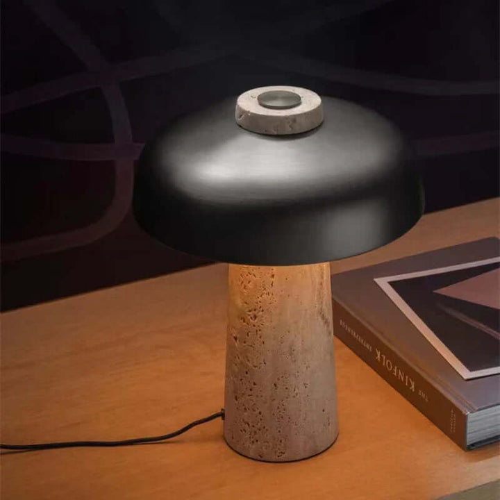 Lampa Stołowa z Kamienia Naturalnego Trawertynu